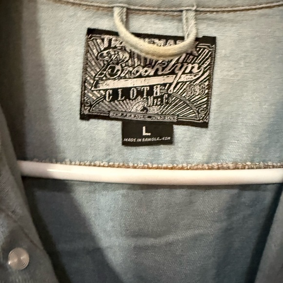 Women’s Brooklyn Cloth Light Blue Drip Oversized Jean Jacket EUC Size Large - Picture 6 of 8